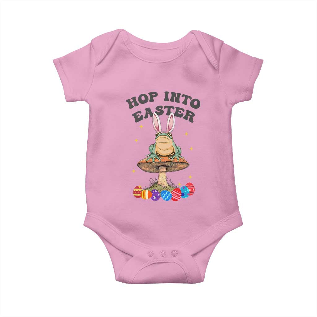 Funny Hop Into Easter Baby Onesie Easter Day Frog Bunny Egg TS11 Light Pink Print Your Wear