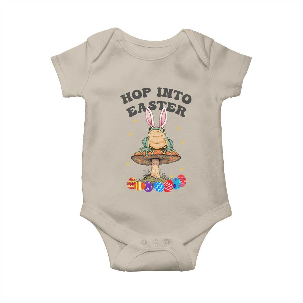Funny Hop Into Easter Baby Onesie Easter Day Frog Bunny Egg TS11 Sand Print Your Wear