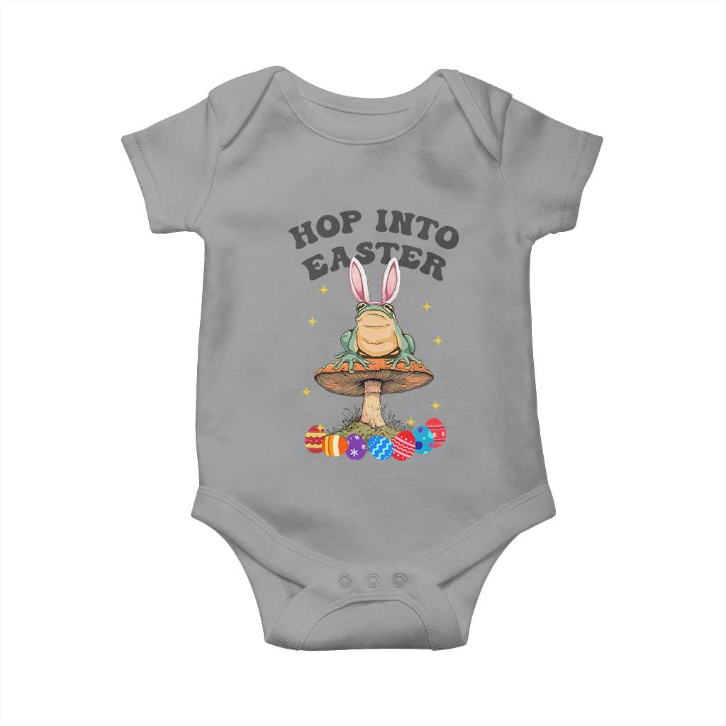 Funny Hop Into Easter Baby Onesie Easter Day Frog Bunny Egg TS11 Sport Gray Print Your Wear
