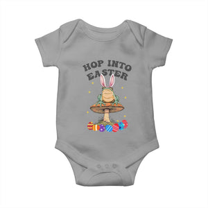 Funny Hop Into Easter Baby Onesie Easter Day Frog Bunny Egg TS11 Sport Gray Print Your Wear