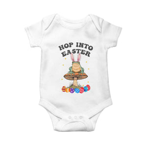 Funny Hop Into Easter Baby Onesie Easter Day Frog Bunny Egg TS11 White Print Your Wear