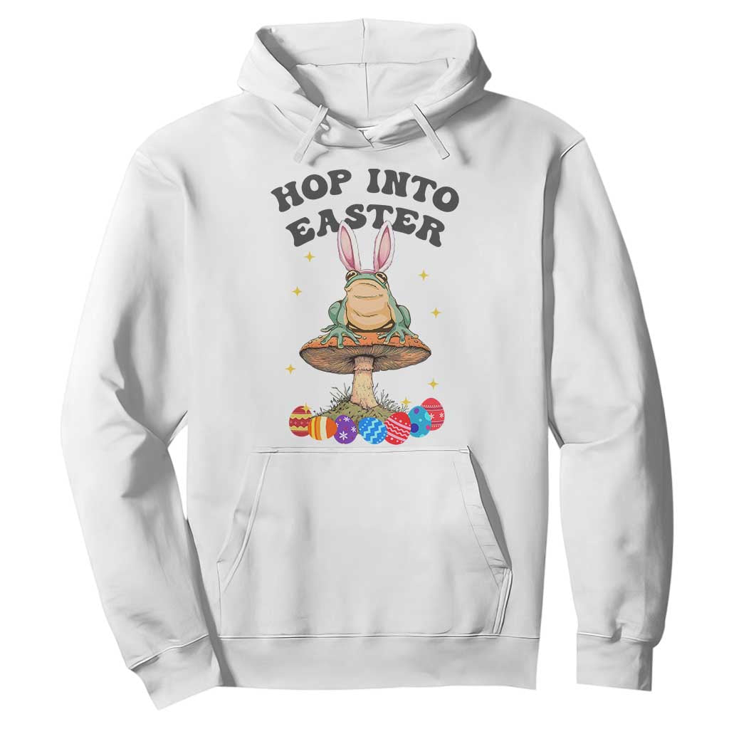 Funny Hop Into Easter Hoodie Easter Day Frog Bunny Egg TS11 White Print Your Wear