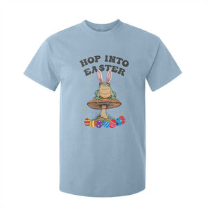 Funny Hop Into Easter T Shirt For Kid Easter Day Frog Bunny Egg TS11 Light Blue Print Your Wear
