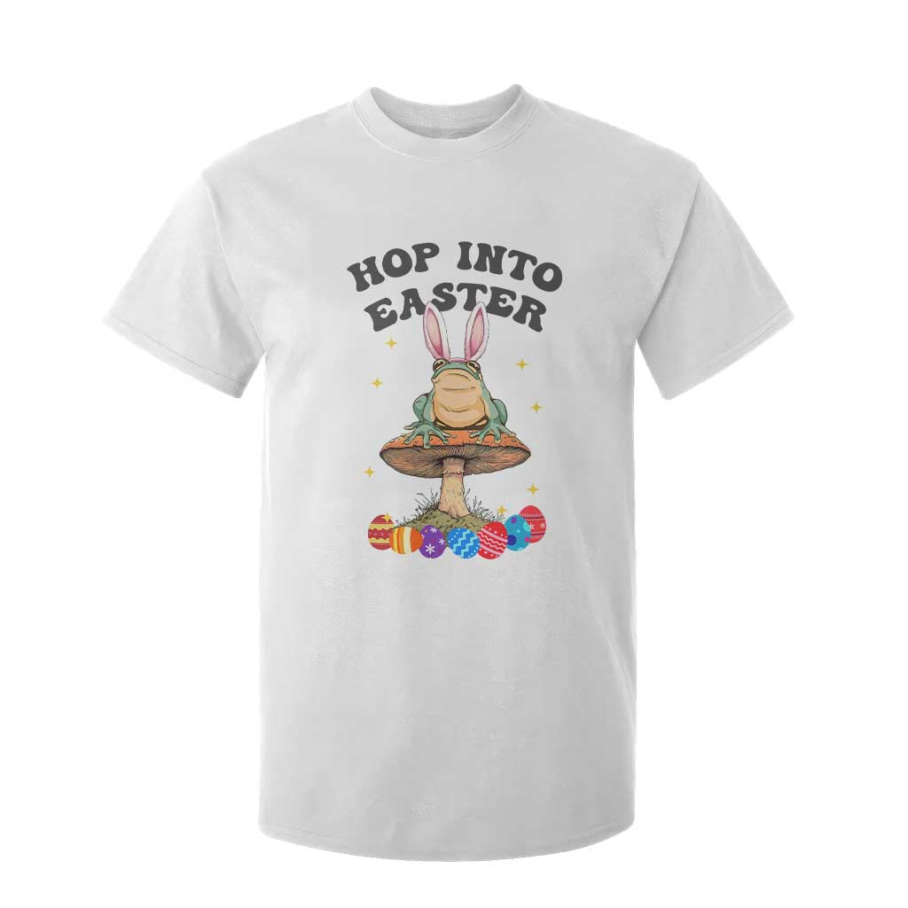 Funny Hop Into Easter T Shirt For Kid Easter Day Frog Bunny Egg TS11 White Print Your Wear