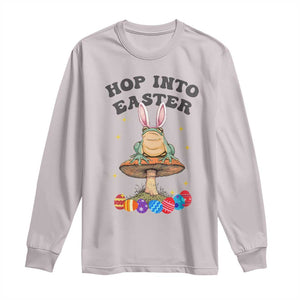 Funny Hop Into Easter Long Sleeve Shirt Easter Day Frog Bunny Egg TS11 Ice Gray Print Your Wear