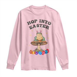 Funny Hop Into Easter Long Sleeve Shirt Easter Day Frog Bunny Egg TS11 Light Pink Print Your Wear