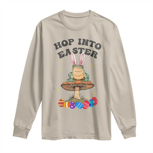 Funny Hop Into Easter Long Sleeve Shirt Easter Day Frog Bunny Egg TS11 Sand Print Your Wear