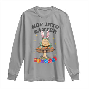 Funny Hop Into Easter Long Sleeve Shirt Easter Day Frog Bunny Egg TS11 Sport Gray Print Your Wear