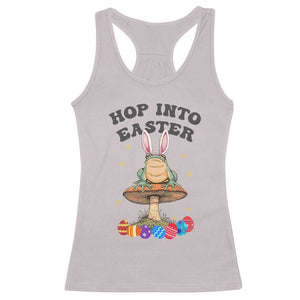 Funny Hop Into Easter Racerback Tank Top Easter Day Frog Bunny Egg TS11 Ice Gray Print Your Wear