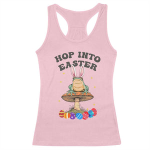 Funny Hop Into Easter Racerback Tank Top Easter Day Frog Bunny Egg TS11 Light Pink Print Your Wear