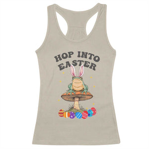Funny Hop Into Easter Racerback Tank Top Easter Day Frog Bunny Egg TS11 Sand Print Your Wear