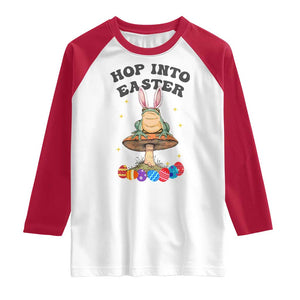 Funny Hop Into Easter Raglan Shirt Easter Day Frog Bunny Egg TS11 White Red Print Your Wear
