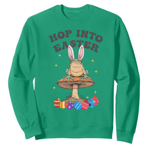 Funny Hop Into Easter Sweatshirt Easter Day Frog Bunny Egg TS11 Irish Green Print Your Wear