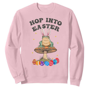 Funny Hop Into Easter Sweatshirt Easter Day Frog Bunny Egg TS11 Light Pink Print Your Wear