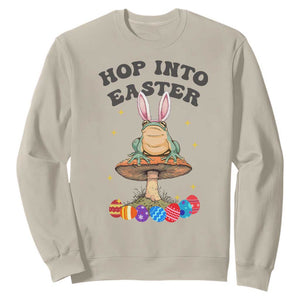 Funny Hop Into Easter Sweatshirt Easter Day Frog Bunny Egg TS11 Sand Print Your Wear