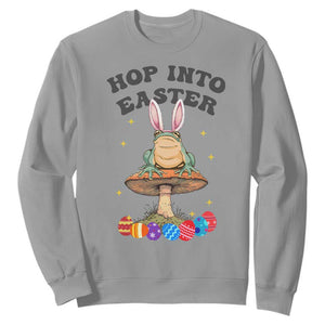 Funny Hop Into Easter Sweatshirt Easter Day Frog Bunny Egg TS11 Sport Gray Print Your Wear