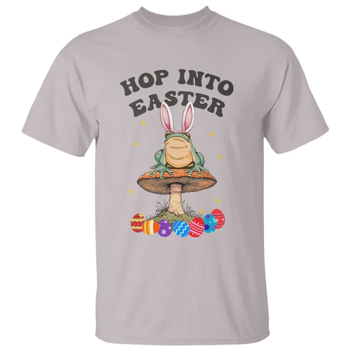 Funny Hop Into Easter T Shirt Easter Day Frog Bunny Egg TS11 Ice Gray Print Your Wear