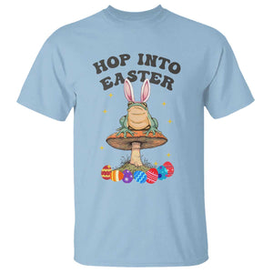 Funny Hop Into Easter T Shirt Easter Day Frog Bunny Egg TS11 Light Blue Print Your Wear
