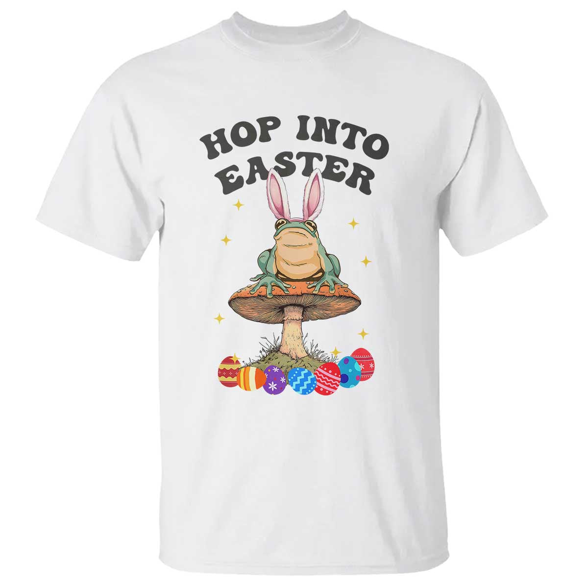 Funny Hop Into Easter T Shirt Easter Day Frog Bunny Egg TS11 White Print Your Wear