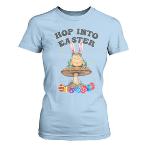 Funny Hop Into Easter T Shirt For Women Easter Day Frog Bunny Egg TS11 Light Blue Print Your Wear