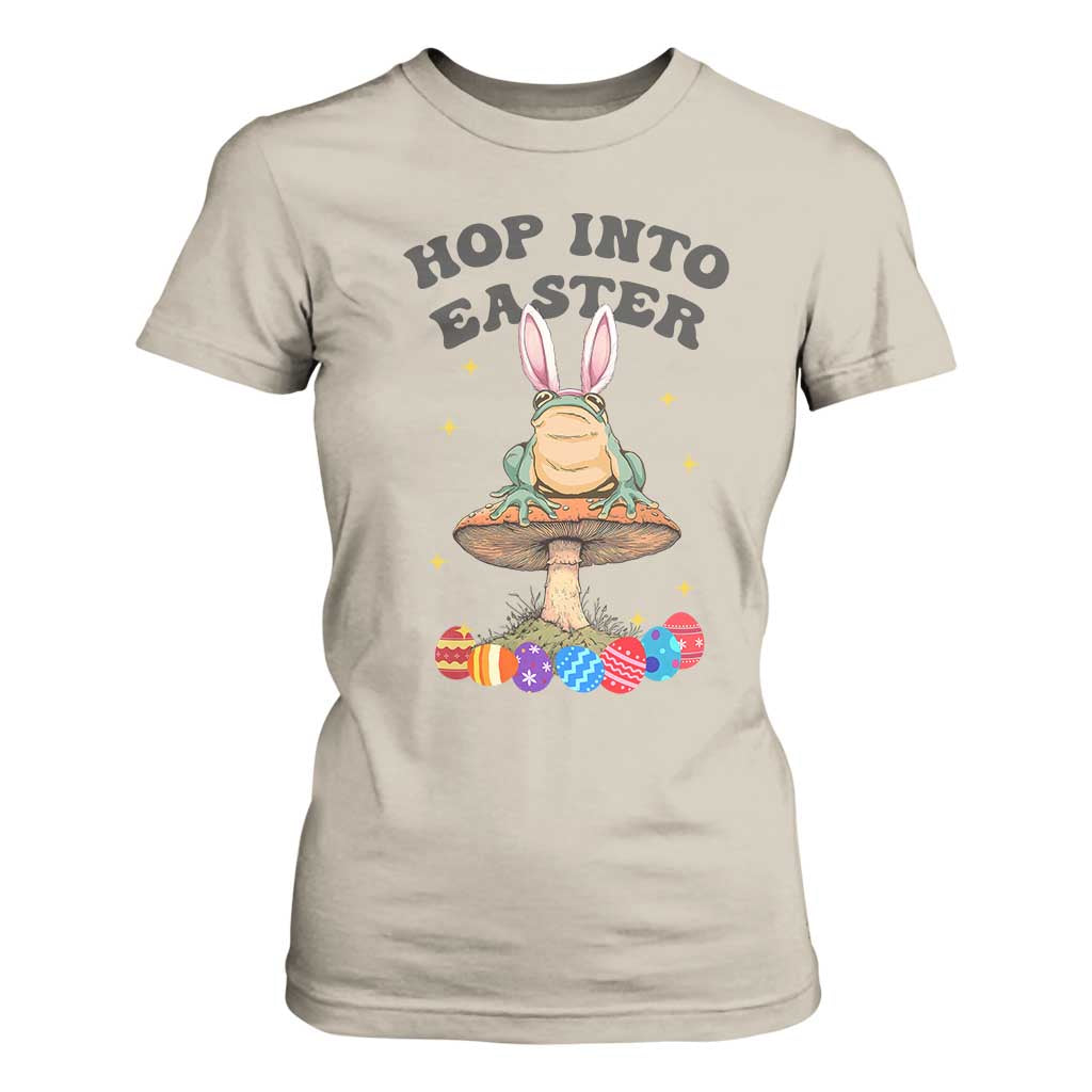 Funny Hop Into Easter T Shirt For Women Easter Day Frog Bunny Egg TS11 Sand Print Your Wear