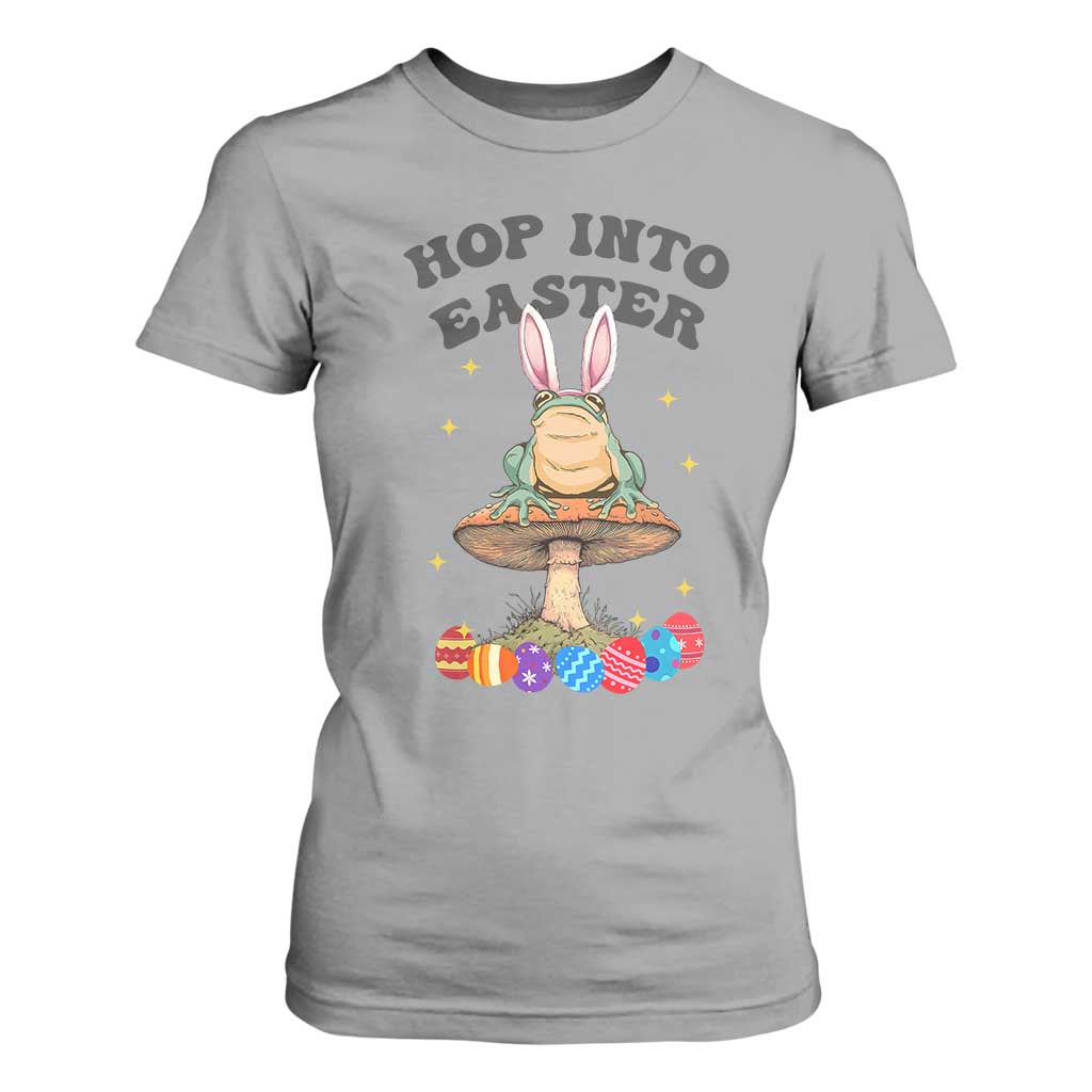 Funny Hop Into Easter T Shirt For Women Easter Day Frog Bunny Egg TS11 Sport Gray Print Your Wear