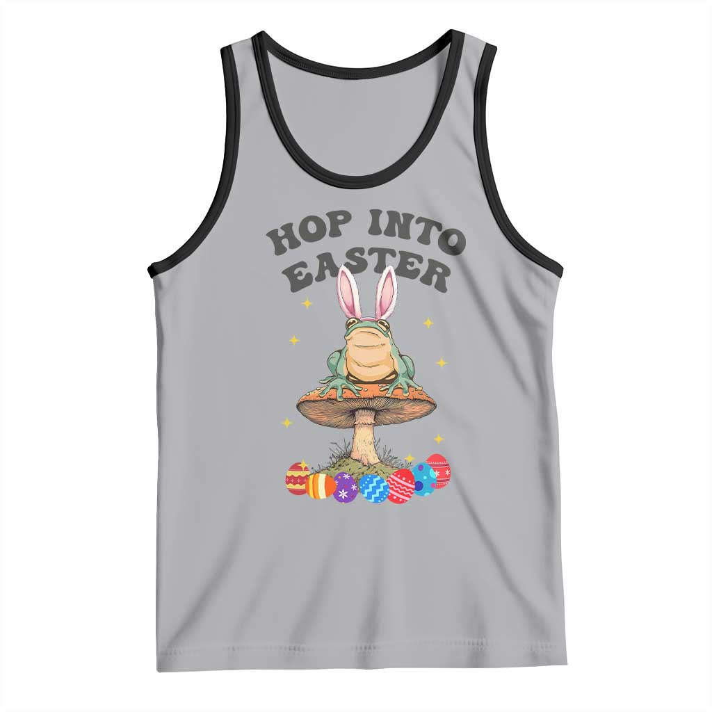 Funny Hop Into Easter Tank Top Easter Day Frog Bunny Egg TS11 Athletic Heather Black Print Your Wear