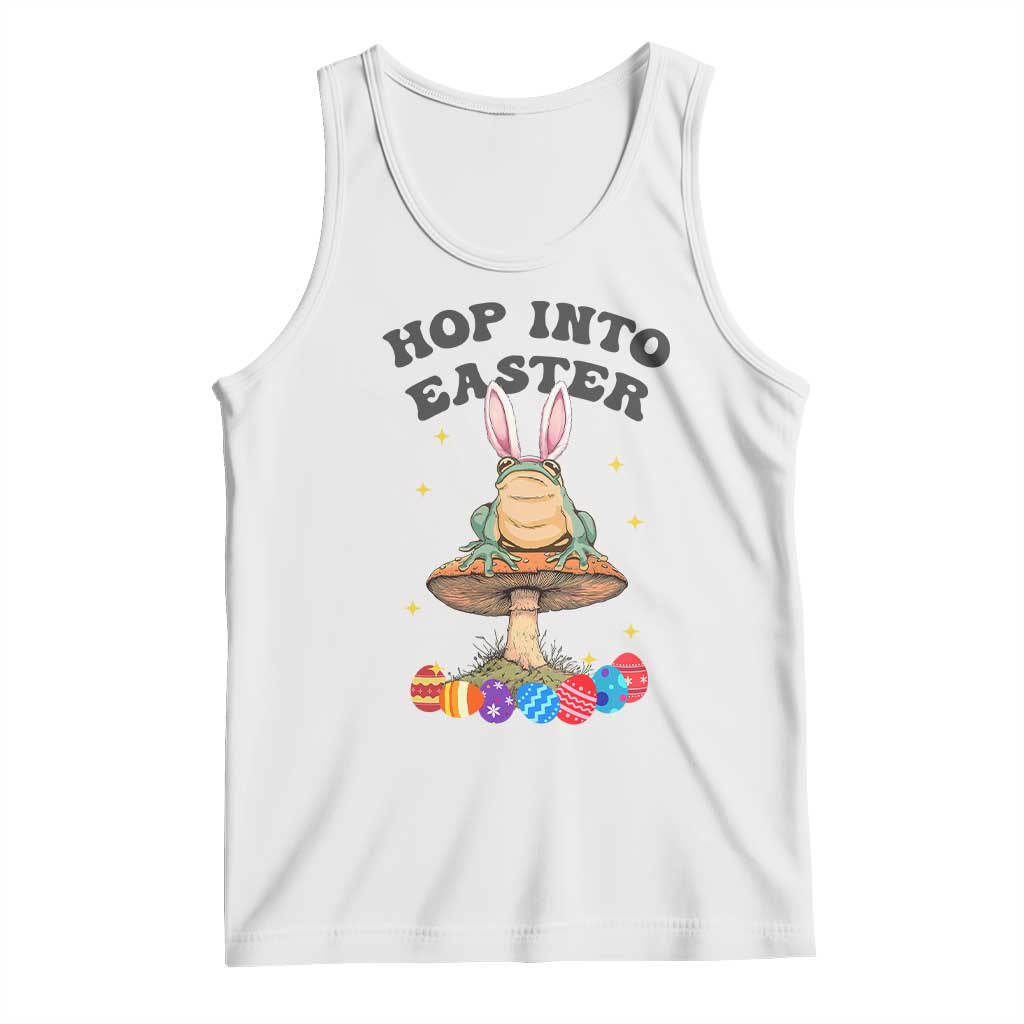 Funny Hop Into Easter Tank Top Easter Day Frog Bunny Egg TS11 White Print Your Wear