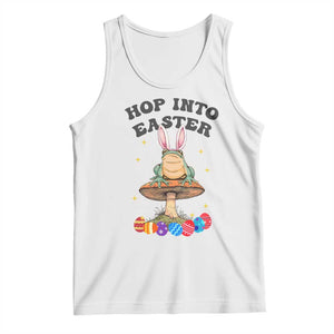 Funny Hop Into Easter Tank Top Easter Day Frog Bunny Egg TS11 White Print Your Wear