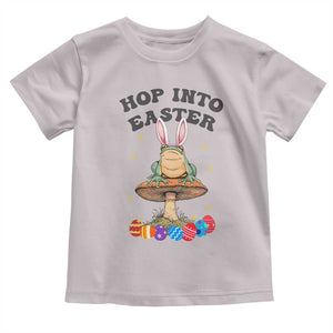 Funny Hop Into Easter Toddler T Shirt Easter Day Frog Bunny Egg TS11 Ice Gray Print Your Wear