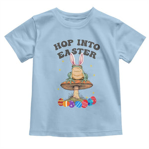 Funny Hop Into Easter Toddler T Shirt Easter Day Frog Bunny Egg TS11 Light Blue Print Your Wear
