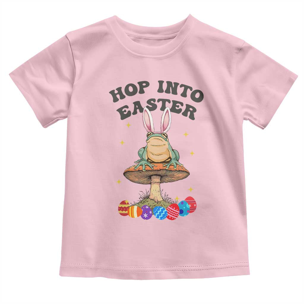 Funny Hop Into Easter Toddler T Shirt Easter Day Frog Bunny Egg TS11 Light Pink Print Your Wear