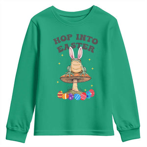 Funny Hop Into Easter Youth Sweatshirt Easter Day Frog Bunny Egg TS11 Irish Green Print Your Wear