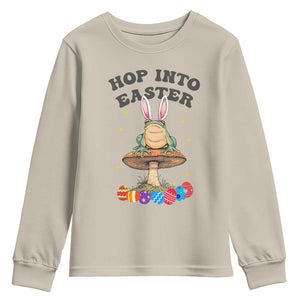 Funny Hop Into Easter Youth Sweatshirt Easter Day Frog Bunny Egg TS11 Sand Print Your Wear