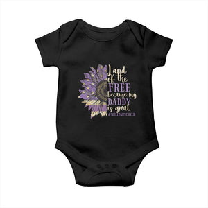 Military Child Month Baby Onesie Land Of The Free Because My Daddy Is Great Purple Sunflower TS11 Black Print Your Wear