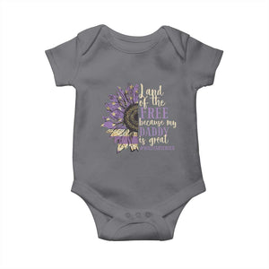 Military Child Month Baby Onesie Land Of The Free Because My Daddy Is Great Purple Sunflower TS11 Charcoal Print Your Wear