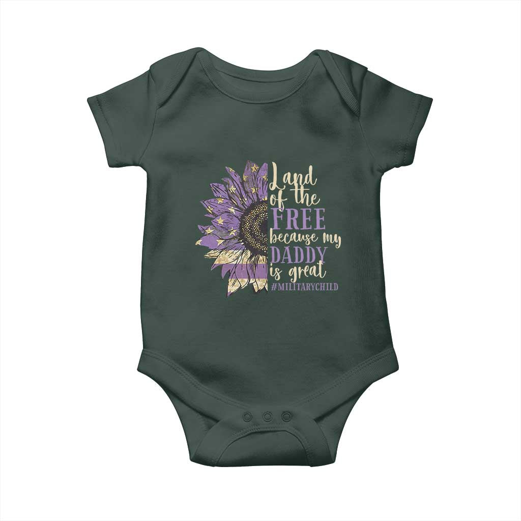 Military Child Month Baby Onesie Land Of The Free Because My Daddy Is Great Purple Sunflower TS11 Print Your Wear