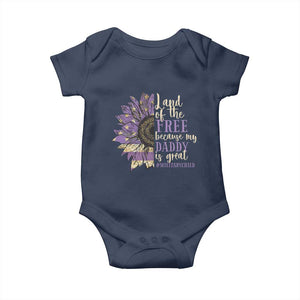 Military Child Month Baby Onesie Land Of The Free Because My Daddy Is Great Purple Sunflower TS11 Navy Print Your Wear