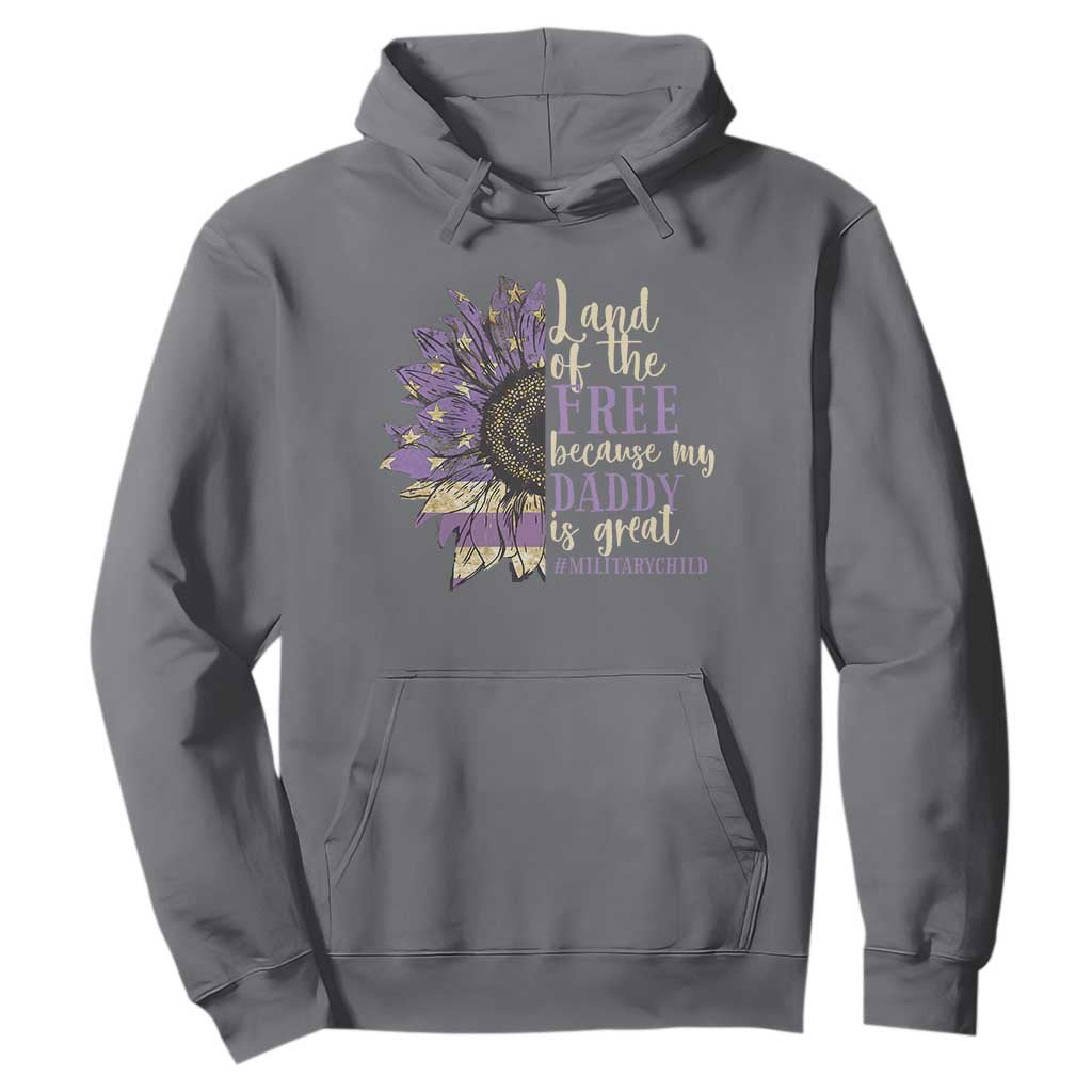 Military Child Month Hoodie Land Of The Free Because My Daddy Is Great Purple Sunflower TS11 Charcoal Print Your Wear
