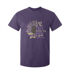 Military Child Month T Shirt For Kid Land Of The Free Because My Daddy Is Great Purple Sunflower TS11 Purple Print Your Wear