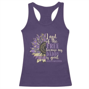 Military Child Month Racerback Tank Top Land Of The Free Because My Daddy Is Great Purple Sunflower TS11 Purple Print Your Wear