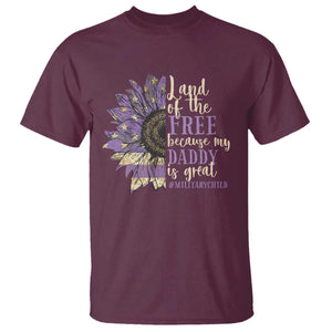 Military Child Month T Shirt Land Of The Free Because My Daddy Is Great Purple Sunflower TS11 Maroon Print Your Wear