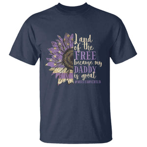 Military Child Month T Shirt Land Of The Free Because My Daddy Is Great Purple Sunflower TS11 Navy Print Your Wear