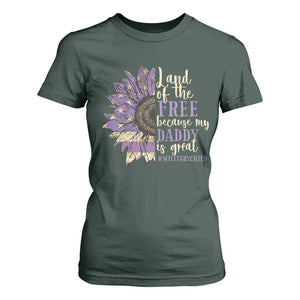 Military Child Month T Shirt For Women Land Of The Free Because My Daddy Is Great Purple Sunflower TS11 Dark Forest Green Print Your Wear