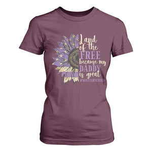 Military Child Month T Shirt For Women Land Of The Free Because My Daddy Is Great Purple Sunflower TS11 Maroon Print Your Wear