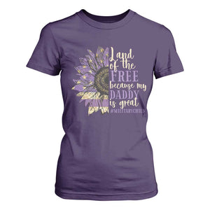 Military Child Month T Shirt For Women Land Of The Free Because My Daddy Is Great Purple Sunflower TS11 Purple Print Your Wear