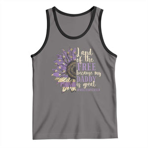 Military Child Month Tank Top Land Of The Free Because My Daddy Is Great Purple Sunflower TS11 Deep Heather Black Print Your Wear