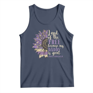 Military Child Month Tank Top Land Of The Free Because My Daddy Is Great Purple Sunflower TS11 Navy Print Your Wear