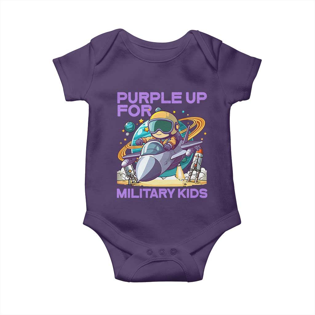 Purple Up For Military Kids Baby Onesie Military Child Month Astronaut Fights TS11 Purple Print Your Wear