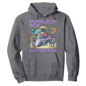 Purple Up For Military Kids Hoodie Military Child Month Astronaut Fights TS11 Charcoal Print Your Wear
